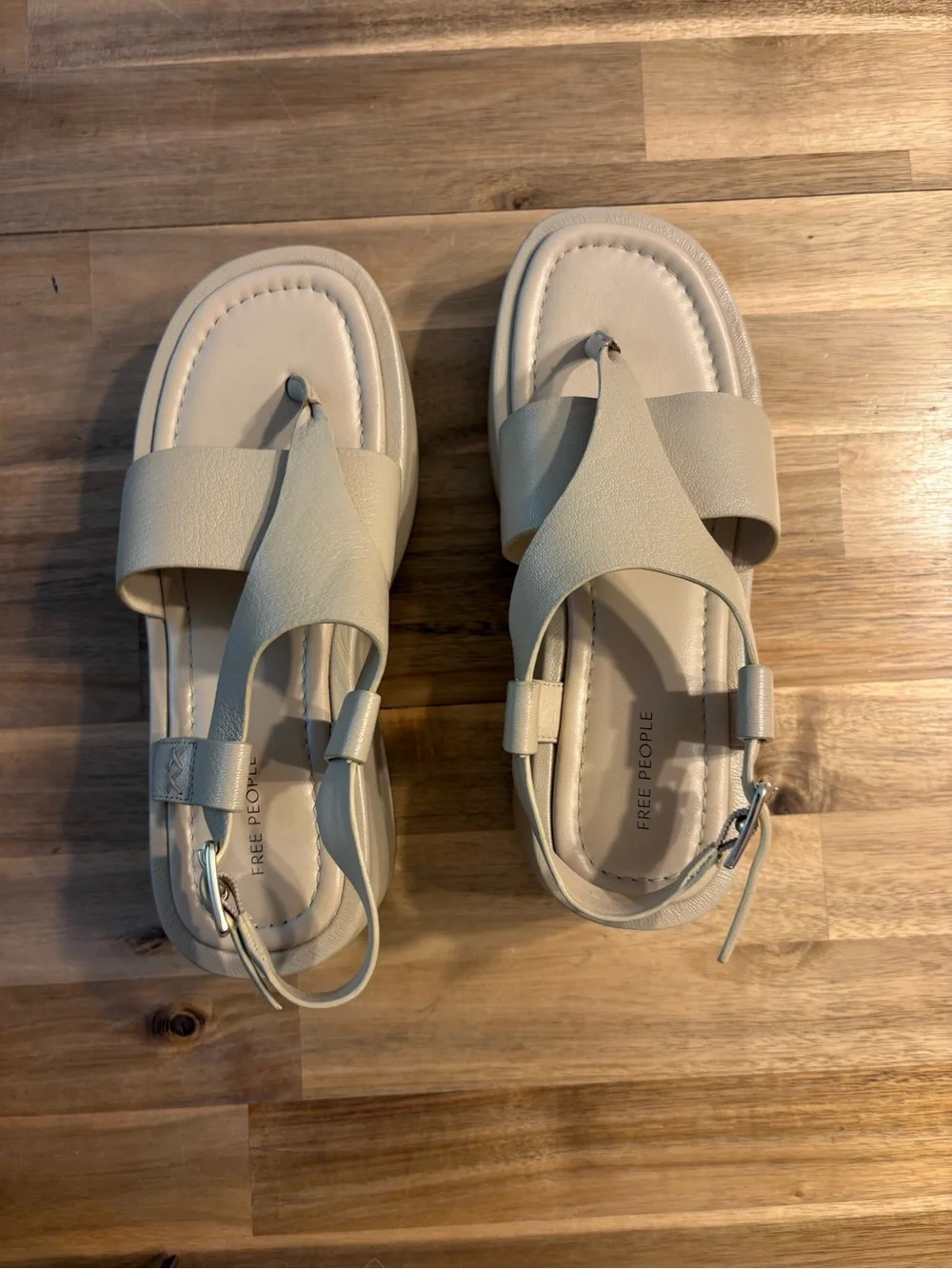Free People Holt Ankle Strap Platform Sandal Size 7.5 Taupe Beige